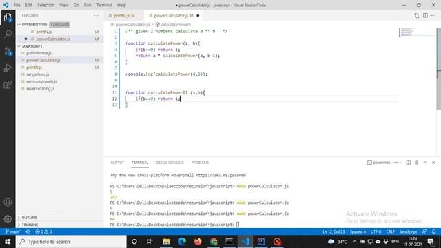 How to calculate Math.pow(a,b) using recursion. смотреть онлайн