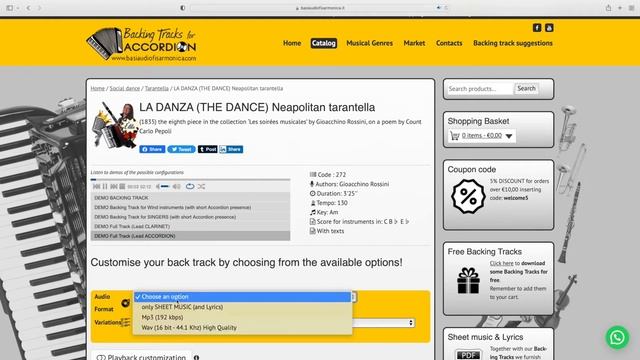 LA DANZA (THE DANCE)(G.Rossini) Neapolitan tarantella: Playalong Backing Track Sheet Music C B♭ E♭ смотреть онлайн