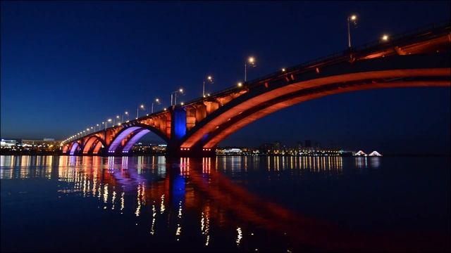 Подсветка Коммунального моста. Красноярск. смотреть онлайн