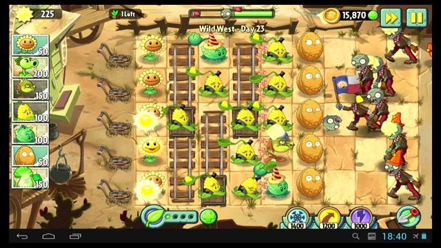Как пройти 23 уровень в игре Растения против Зомби 2 Дикий запад смотреть онлайн