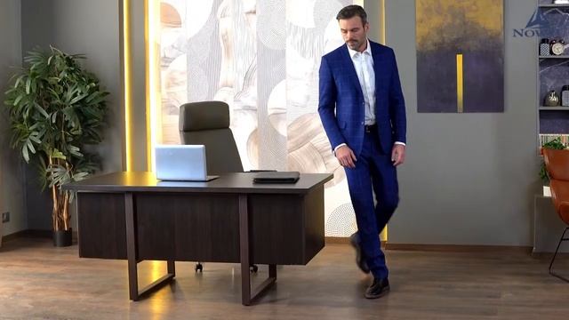 Мужской классический деловой синий костюм NowaL в клетку КД073 оптом от производителя Россия Москв смотреть онлайн