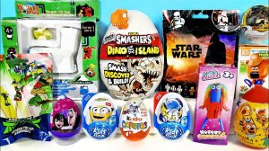СЮРПРИЗ MIX! Smashers ZURU Dino Island, Nobody Sausage, Три кота, Динозавры Unboxing Kinder Surprise