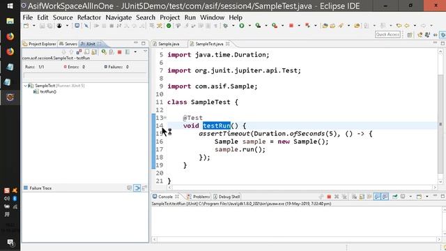 JUnit 4 and 5 Part 4 Performance Test using Annot TestTimeout = 5000 of J4 & assertTimeout of J5 смотреть онлайн