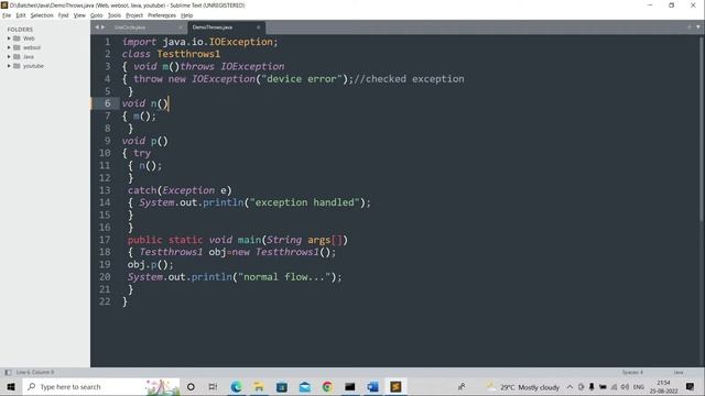 Exception handling throws keyword in java in hinglish смотреть онлайн
