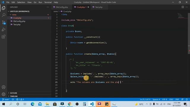 The create method - crud class, Build real project with php and OOP part4 смотреть онлайн