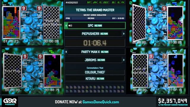 Tetris: The Grand Master by JBroms, PARTY MAN X, PiePusher11 and spc in 11:53 - AGDQ 2022 Online смотреть онлайн