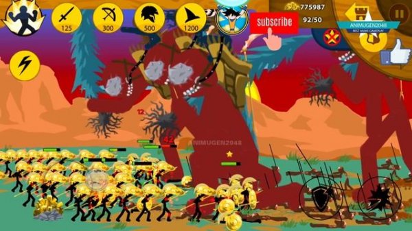 ARMY GOLDEN SPEARTON HERO WAR ZOMBIE KAI GIANT | Stick War MOD Gameplay Walkthrough | Animugen2048
