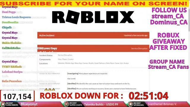 ? IS ROBLOX DOWN NOW? OFFICIAL LIVE ROBLOX STATUS UPDATE!!! CHILL STREAM HAPPY 100K!!! смотреть онлайн