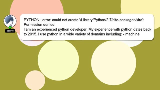 PYTHON : error: could not create '/Library/Python/2.7/site-packages/xlrd': Permission denied смотреть онлайн