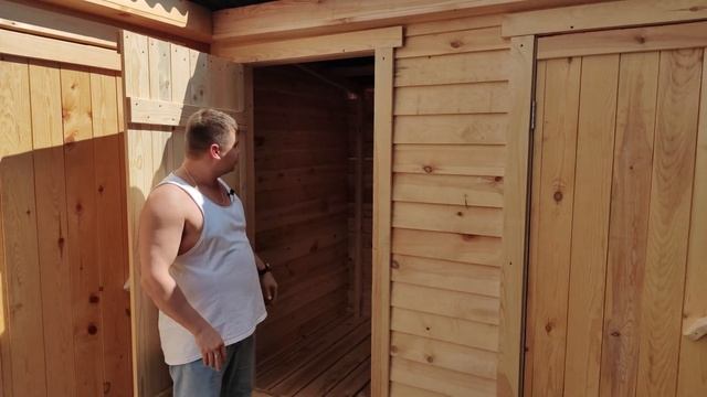 Обзор Беседка односкатная (навес) и Хозблок сарай+туалет+душ (4х2,5м) в 2023 году. смотреть онлайн