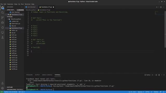 Functions & Doc String in Python ( def keyword ) || Python Free tutorial #17 || Death Code смотреть онлайн