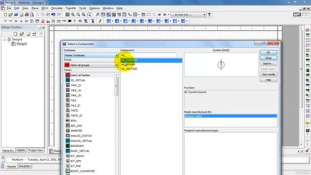 NI Multisim: AC voltage source смотреть онлайн