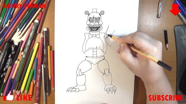 How to draw Dark Freddy, FNaF, Как нарисовать Тёмного Фредди, ФНаФ смотреть онлайн