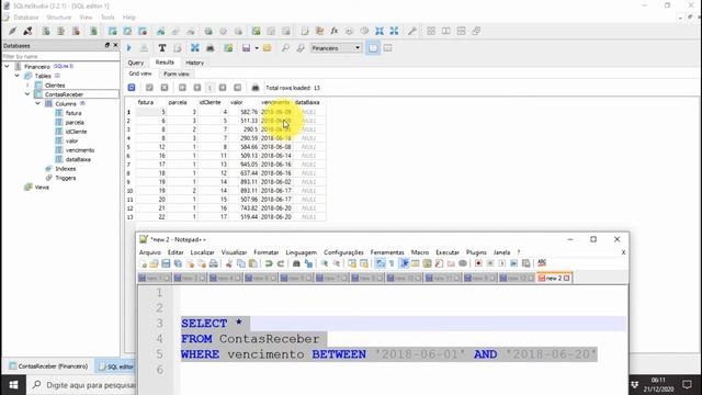 Filtrar registros usando o operador BETWEEN do SQLite 3 com SQLiteStudio. Video 5/11 смотреть онлайн