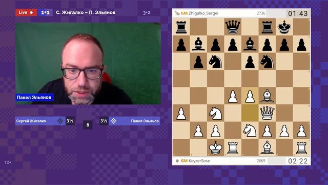 Сергей Жигалко ⚔️ Павел Эльянов / Блиц-матч / 14 партий / 3+2 ♟️ Шахматы смотреть онлайн