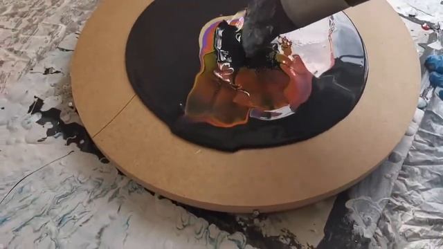 2 видео. Мастер-класс по заливке в технике Fluidart (Жидкий акрил) Черный фон.