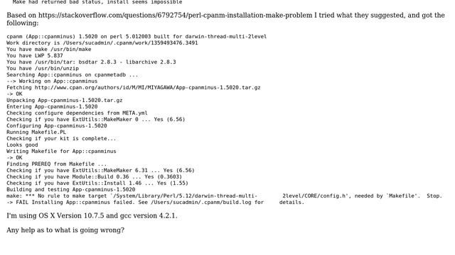 Error when installing cpanminus on Mac OS X смотреть онлайн