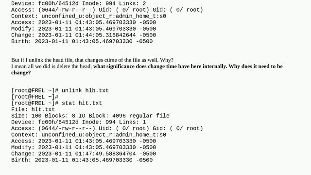 Deleting a hard link's tail file changes the change time of the head or vice versa. Why? смотреть онлайн