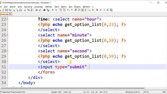 How to create time controls and show the selected time PHP (Code) смотреть онлайн