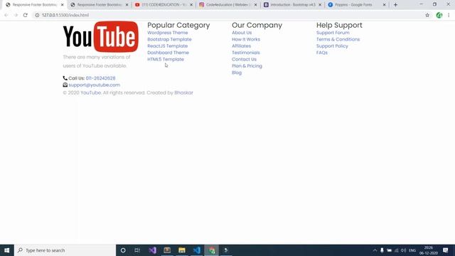 Responsive Footer Bootstrap 4 | Bootstrap 4 Footer Design Tutorial In Hindi | Code4Education 2021 смотреть онлайн