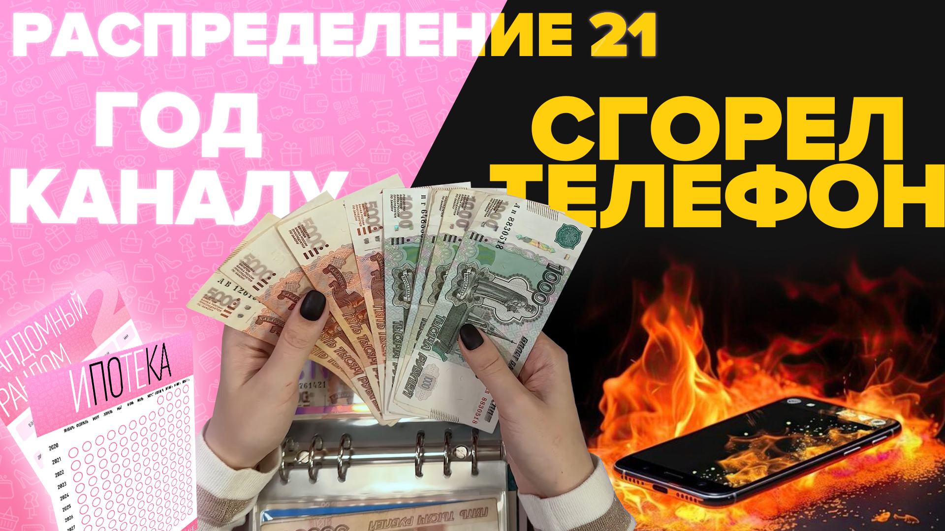 Распределение по конвертам №21/год каналу/пришлось купить телефон/новые рубрики/бюджет 182 000₽
