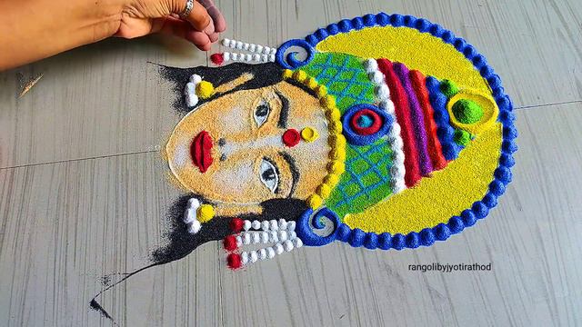 #1366 Diwali महालक्ष्मी रांगोळी   Navratri Rangoli Designs   Satisfying Video