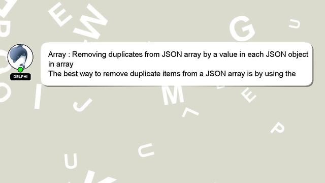 Array : Removing duplicates from JSON array by a value in each JSON object in array смотреть онлайн