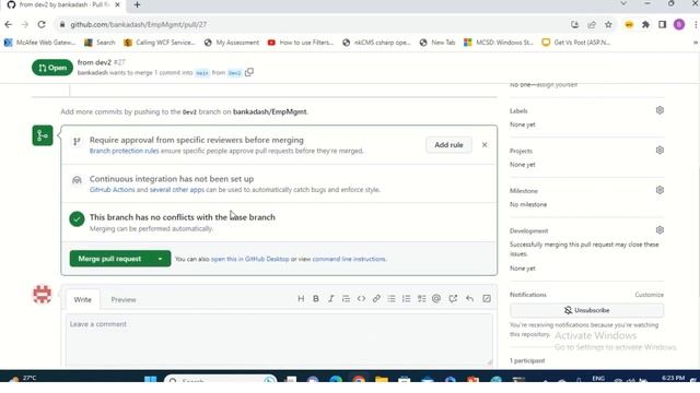 Part - 46 : Git Merge - working with two branches and merge to main смотреть онлайн