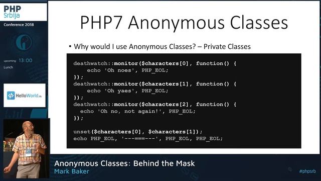 Mark Baker - Anonymous Classes Behind the Mask #phpsrb смотреть онлайн