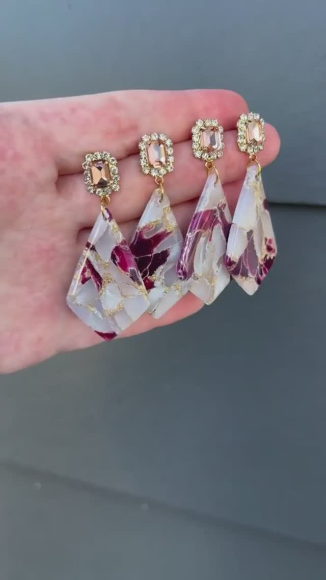 Серьги из бордовой и белой мраморной глины#shorts # #мастер-класс смотреть онлайн