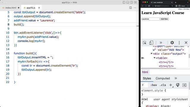 JavaScript Interactive List Create an interactive table list of item object values смотреть онлайн