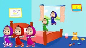 Five Little Masha Colors Jumping on the Bed, Nursery Rhymes For Children, Kids songs