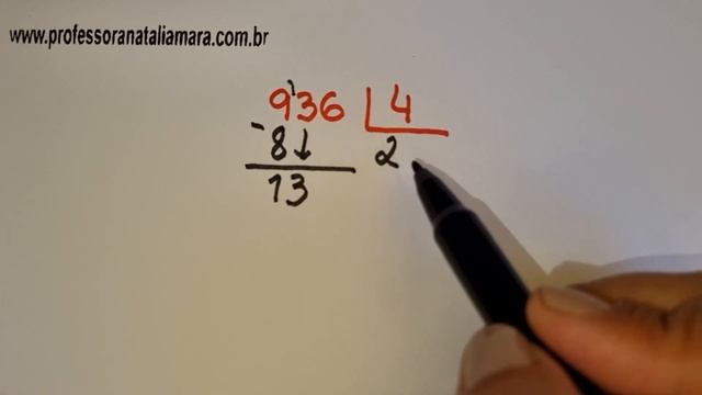 936 Dividido Por 4| Dividir 936 Por 4 | 936/4 | 936:4 | 936÷4 | Aula De Matemática 5 Ano