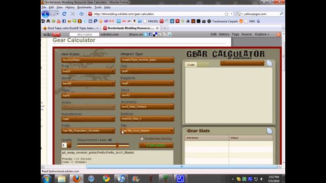 Borderlands Gear Calculator