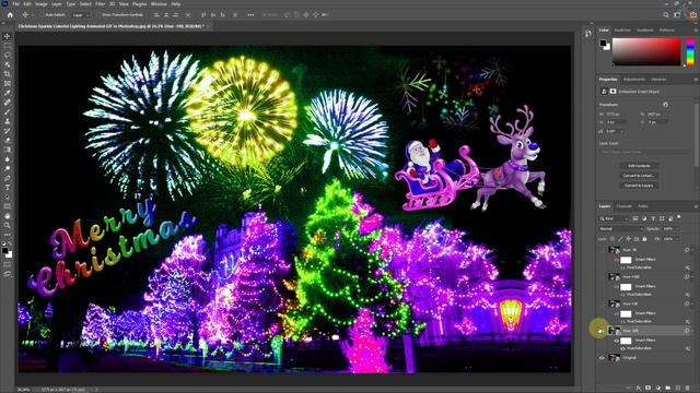 Christmas Sparkle Lighting Animated GIF in Photoshop смотреть онлайн