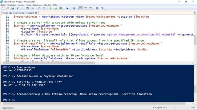 Azure Tip: Mit der PowerShell einen SQL-Server bereitstellen und die SQL-Firewall konfigurieren смотреть онлайн