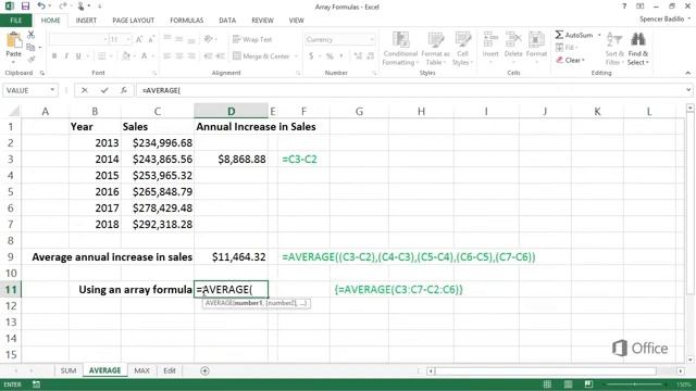 Using Array Formula for SubTotal, Average, Max and Edit смотреть онлайн