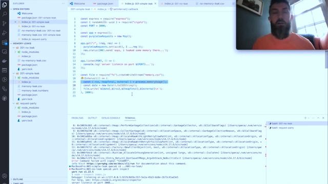 Do You Have a Memory Leak? Visualize Node.JS Memory Usage as Heap is Loaded with Apache Bench смотреть онлайн