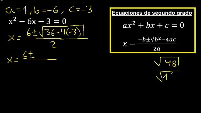 X^2-6x-3=0 . Ecuaciones Cuadraticas X2-6x-3=0 Aplicando Formula General , X Al Cuadrado