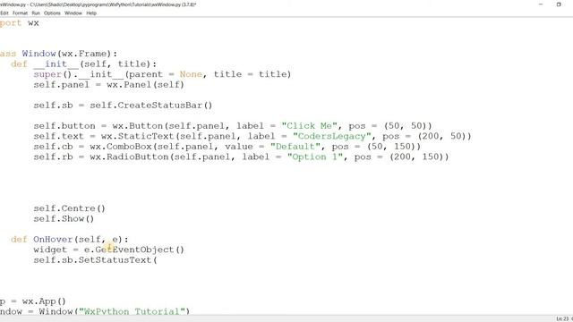 wxPython Tutorial 10: Creating a StatusBar смотреть онлайн
