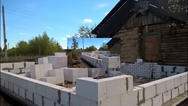 Постройка гаража на месте демонтированного сарая | Пристрой из газобетона. смотреть онлайн