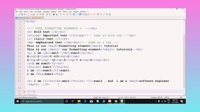 Part - 9 Inline text formatting in HTML смотреть онлайн