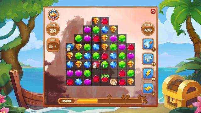Как пройти уровень 498 игры Сокровища Пиратов смотреть онлайн