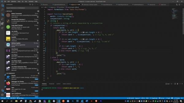 Github Co-pilot Commenting My Function