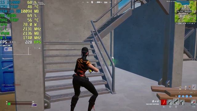 Fortnite Chapter 3 : RX 6600 8GB + i5-12400F : 1080p Low settings смотреть онлайн