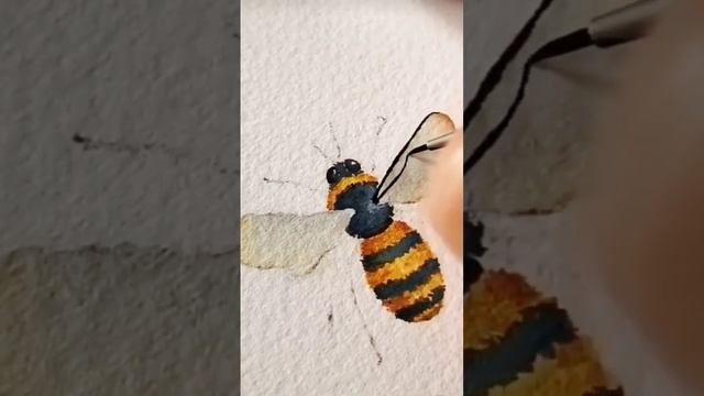 how to paint simple bee!! #watercolorpainting #painting #watercolor #art #bee смотреть онлайн