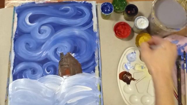 ? Рисуем зимний пейзаж гуашью в стиле Ван Гога. А3 смотреть онлайн