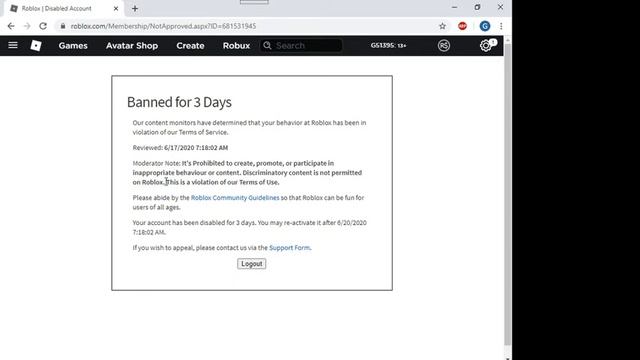 i got banned for 3 days Roblox смотреть онлайн