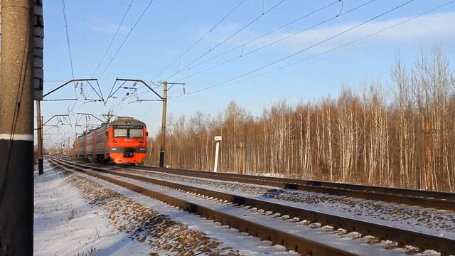 Электропоезда ЭД9Э на перегоне Киселиха - Каликино Горьковской железной дороги. смотреть онлайн