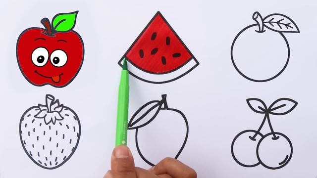 Learn FRUITS , Painting and Colouring for Kids & Toddlers #apple #mango #strawberry #cherry #abcd смотреть онлайн